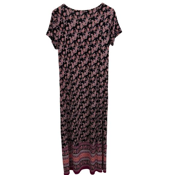 J. Jill Seamed Knit Floral Border Ultra Soft Flowy Maxi Pocket Dress - Picture 3 of 7